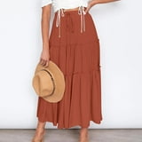 Women's Fashion Casual High Waisted MIDI Boho Style Pleated Skirt ...