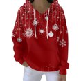 thumbnail image 1 of Women's Fashion Casual Hooded Loose Printed Long Sleeve Sweatshirt with Christmas Tree Print, Great for Holiday Outfits and Casual Look, Festive and Soft,Watermelon Red,2XL, 1 of 5