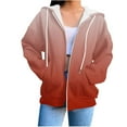 thumbnail image 1 of Women's Fashion Casual Hooded Sweatshirt Solid Color Long Sleeve Zip Up Hoodies Loose Lightweight Jacket with Pockets Red M, 1 of 5