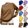 thumbnail image 1 of Women’s Casual Off Shoulder Sweatshirt Long Sleeve Loose Solid Long Sleeve Lightweight Tops Y2k Pullovers, 1 of 7