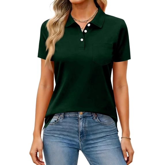Women's Fashion Casual Lapel Short Sleeve Color Shirt Women's Button Up Tops, Size S-3XL