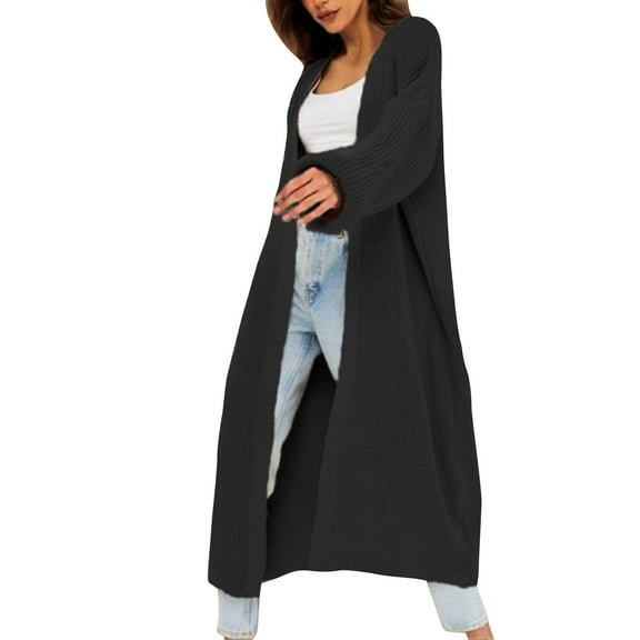 Women's Fashion Casual Long Knitted Cardigan Sweater Loose Sweater Jacket
