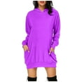 thumbnail image 1 of Women's Fashion Casual Long Sleeve Hoodie Dress Comfortable Pullover Solid Color Stylish Wear Outfit, 1 of 2