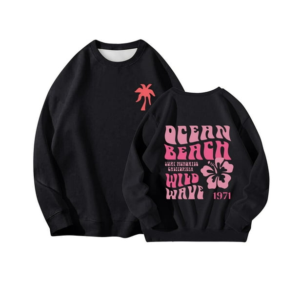 Women's Fashion Casual Long-sleeved Mid-crewneck Cute Hook Dog Print Top