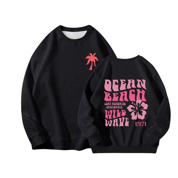 Women's Fashion Casual Long-sleeved Mid-crewneck Cute Hook Dog Print Top