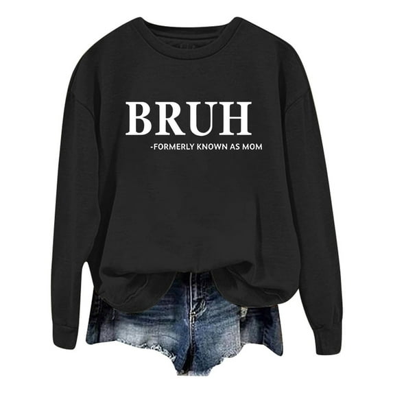 Women's Fashion Casual Loose Long Sleeve Round Neck Sweatshirt with Letter Print for Stylish Everyday Wear
