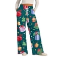 thumbnail image 1 of Women's Fashion Casual Loose Printed Wide-Leg Sports Pants with Christmas Print, Comfortable Home and Outdoor Wear, Elastic Waist with Drawstring for Easy Fit, Green, M, 1 of 7