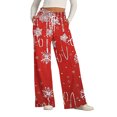 thumbnail image 1 of Women's Fashion Casual Loose Printed Wide-Leg Sports Pants with Christmas Print, Comfortable Home and Outdoor Wear, Elastic Waist with Drawstring for Easy Fit, Red, L, 1 of 7