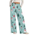 thumbnail image 1 of Women's Fashion Casual Loose Printed Wide-Leg Sports Pants with Christmas Print, Comfortable Home and Outdoor Wear, Elastic Waist with Drawstring for Easy Fit, Turquoise, S, 1 of 7