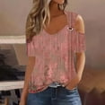 thumbnail image 1 of Women's Fashion Casual Loose Sexy Blouse V Neck Tops Off Shoulder Tops Summer Print Shirts Short Sleeve, 1 of 1