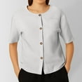 thumbnail image 1 of Women's Fashion Casual Loose T Shirt V Neck Button Top Sports Blouse for Women Ladies Undershirts Big Sleeve Shirts Short Sleeve Tee for Women Shirt Sleeve Tops Button up Women Female Shirt Button up, 1 of 6