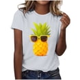 thumbnail image 1 of Women's Fashion Casual Pineapple Print T-Shirt Short Sleeve Comfortable Breathable Ladies Tee Summer Top, 1 of 2