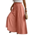 thumbnail image 1 of Women's Fashion Casual Plus Size Relaxed Fit Drawstring Wide Leg Straight Leg Pants, 1 of 4
