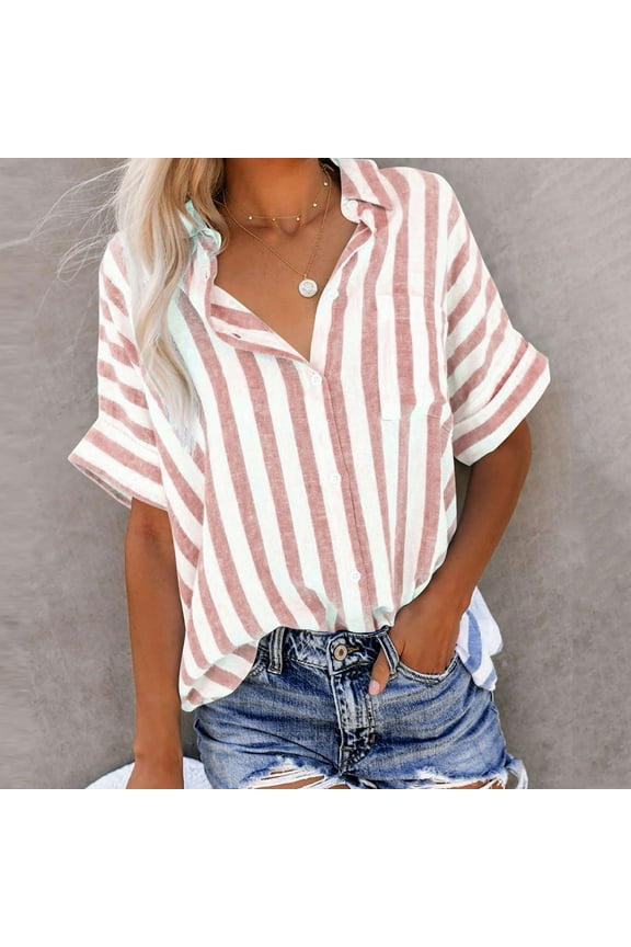 Women's Fashion Casual Print Short Sleeve Round-Neck Blouses Shirts Silk Button Up Red Short Sleeve Crop Top Hooded Flannel Shirts Pink Saree With Blue Blouse
