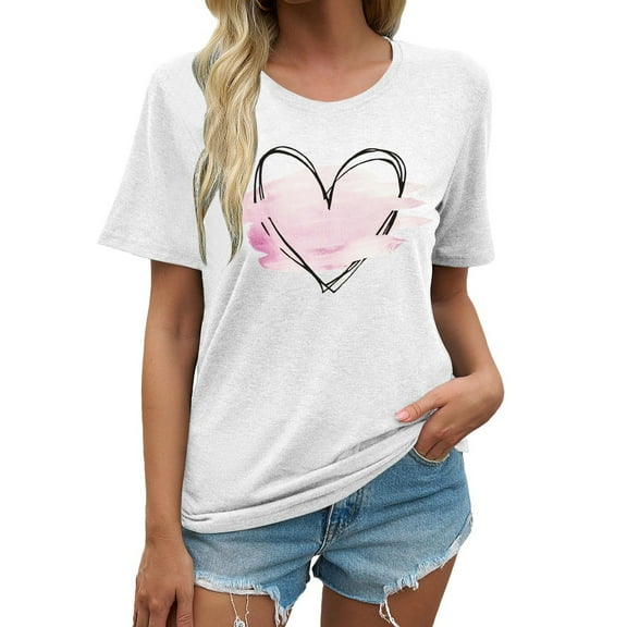 Women's Fashion Casual Printed Round Neck Short Sleeve Tee Tunic Blouse Comfortable Stylish T-Shirt for Everyday Wear
