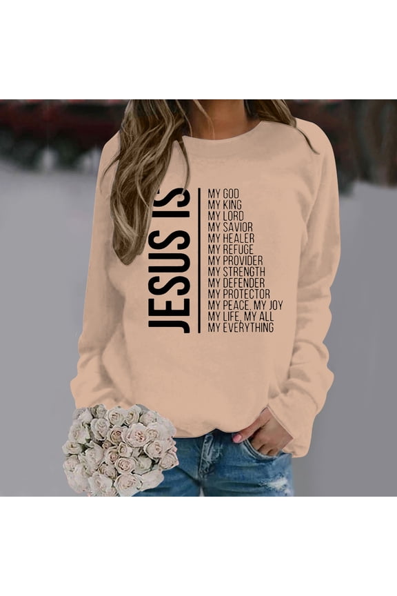 Women's Fashion Casual Round Neck God Letter Printed Hoodie Ladies Hooded Sweatshirts Good Vibe Sweatshirt Women Jacket with Hoodie Cute Fashion Top Women Ladies Small Zip up Jacket Cute Baggy Shirt