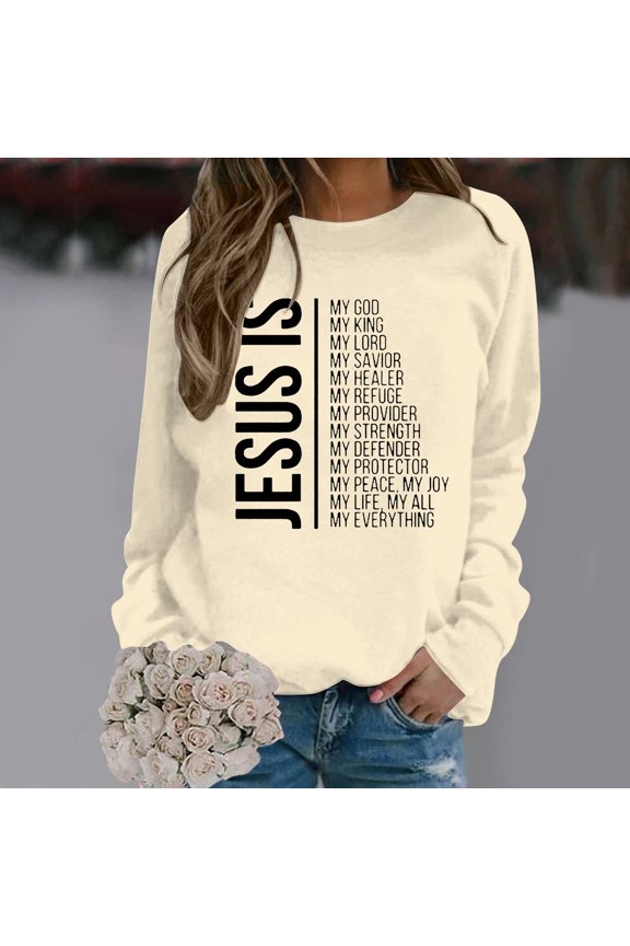 Women's Fashion Casual Round Neck God Letter Printed Hoodie Ladies Hooded Sweatshirts Good Vibe Sweatshirt Women Jacket with Hoodie Cute Fashion Top Women Ladies Small Zip up Jacket Cute Baggy Shirt
