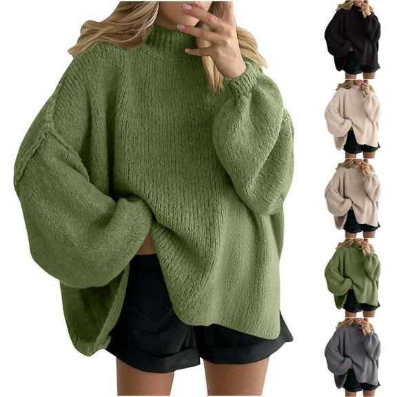 Women's Fashion Casual Round Neck Large Size Thin Knitted Sweater for Fall Winter Lightweight Layering,Khaki,S