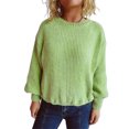 thumbnail image 1 of Women's Fashion Casual Round Neck Pullover Solid Color Long-sleeve Sweater Top for Everyday Style, Comfortable and Chic Top for Women,Light Green,S, 1 of 8