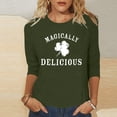 thumbnail image 1 of Women's Fashion Casual Round Neck St. Patrick's Letter Print 3/4 Sleeve T Shirt Top Tee for Women Women Shirts Size Medium Tee Shirts Womens Womens A Shirts Valentines Day Shirts for Men Women T Shirt, 1 of 3