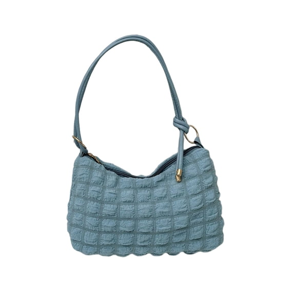 Women's Fashion Casual Shoulder Bag Polyester 11.81in Adjustable Crossbody Handbag Messenger Purse for Work Travel (Light blue)