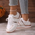 thumbnail image 1 of Women's Fashion Casual Sneakers, Lightweight Faux Leather Lace-Up Athletic Shoes with Metallic Trim for All Season Daily Comfort, 1 of 5