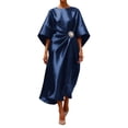 thumbnail image 1 of Idoravan Womens Dresses Long formal Women's Fashion Casual Solid Color Elbow Sleeve Round Neck Dress, 1 of 8
