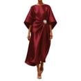 thumbnail image 1 of Idoravan Womens Dresses Long formal Women's Fashion Casual Solid Color Elbow Sleeve Round Neck Dress, 1 of 8
