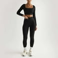 thumbnail image 1 of Women's Fashion Casual Solid Color Long Sleeve Square Collar Two Piece Slim Yoga Sports Pants Suit Yoga Set for Beginners with Wheel Aerial Yoga Swing Set Frame Yoga Mat with Carrying Bag Set Pant, 1 of 6