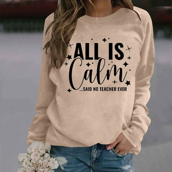 Women's Fashion Casual Solid Color Loose Long Sleeve Letter Print Round Neck Hoodie Jogging Sweatshirt Women Long Sleeve Sweater Hoodies Women No Hood Active Hoodie Women 4x Sweatshirt Women Hoodie
