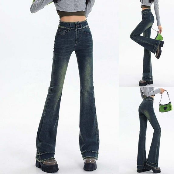 Women's Fashion Casual Solid Color Micro Small Pants Show Skinny High Waisted Skinny Flared Pants Jeans Jag Cords Olive Clothes for Women Two Chicks Leggings on Pants for Women Tall Mod Mom Womens