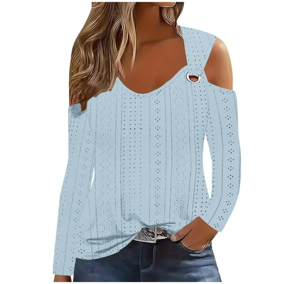Women's Fashion Casual Solid Color Off-Shoulder Long-Sleeved Blouse, Stylish and Comfortable Top for Women, Perfect for Daily Wear, Office, Casual Outings, and Weekend Plans.