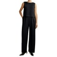 thumbnail image 1 of Women's Fashion Casual Solid Color Sleeveless Vest Casual Pants Suit, 1 of 2