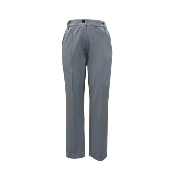 Women's Fashion Casual Solid-Color Straight-Leg Pants With Pockets for Chic and Practical Daily Wear,Gray,M