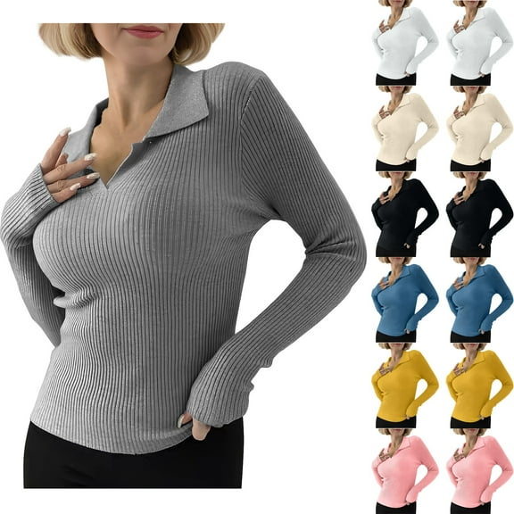 Women's Fashion Casual Solid Color Sweater Long Sleeve Slim Fit Pullover, Elegant and Comfortable, Perfect for Office and Everyday Outings,Pink,M