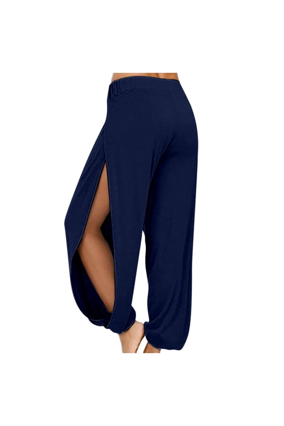 Women's Fashion Casual Sports High Slit Harem Yoga Pants with Flowing Wide Leg Design for Comfortable Activewear