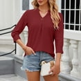 thumbnail image 1 of Women's Fashion Casual Spring And Summer New Solid Color Point Sleeve V Neck Casual Loose T Shirt Top Plain Workout Shirts Women Long Sleeve Shirt Women Miss Long Sleeve Shirts for Women Summer T, 1 of 5