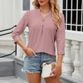thumbnail image 1 of Women's Fashion Casual Spring And Summer New Solid Color Point Sleeve V Neck Casual Loose T Shirt Top Running Tee Shirts Women Neck Long Sleeve Tops for Women Short Sleeve T Shirt Athletic Wear for, 1 of 5