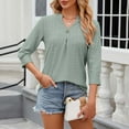 thumbnail image 1 of Women's Fashion Casual Spring And Summer New Solid Color Point Sleeve V Neck Casual Loose T Shirt Top Work Out Shirts Women Fall Tees for Women Womens Athletic Tee Tech Shirt Space Shirt T Shirt Women, 1 of 4