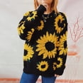 thumbnail image 1 of Women's Fashion Casual Sunflower Jacquard Round Neck Long Sleeve Sweater, 1 of 5