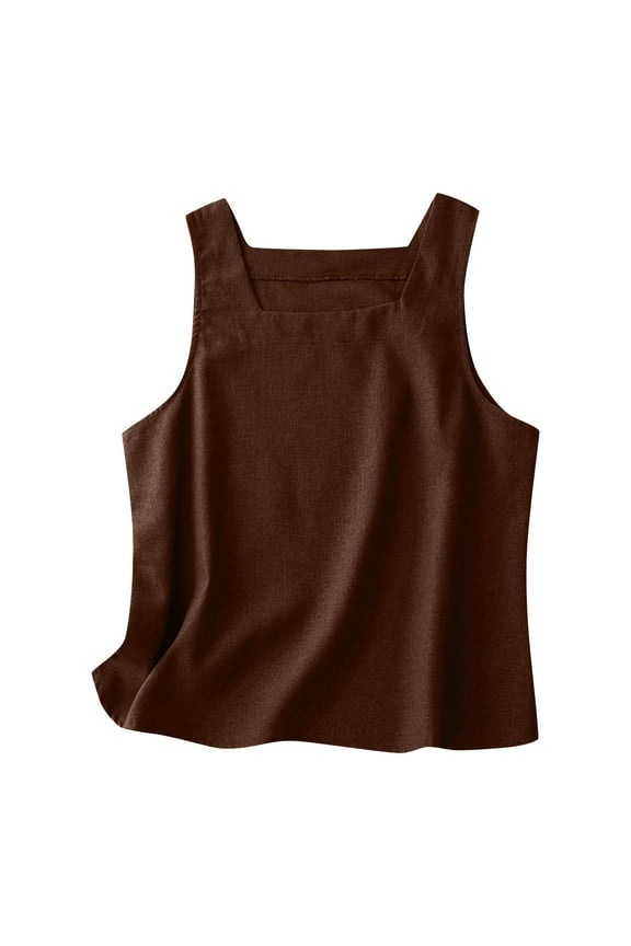 Women's Fashion Casual T-Shirt Short Sleeve Round Neck Sweatshirt Blouse, Loose Fit Cotton Linen Tank Top for Women, Summer Comfy and Stylish Sleeveless Shirt, Versatile Everyday Wear