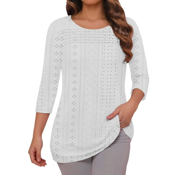 Women's Fashion Casual T-Shirt Summer Lace Sleeve Blouse Comfortable Loose Fit Soft Breathable Tee Stylish O Neck Top