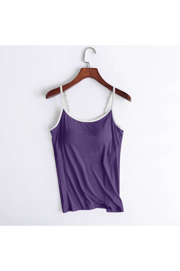 Women's Fashion Casual Tank Women's Solid Color IOU Adjustable Slim Camisole Tank Top Without Steel Ring Underwear Yoga Sports Tank Outdoor Solid Color Top for Women Solid Color Basic Style