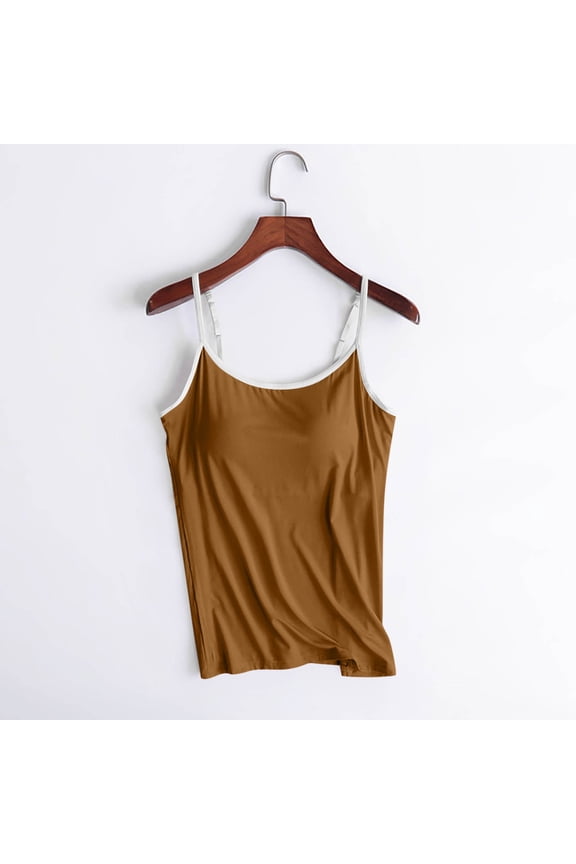 Women's Fashion Casual Tank Women's Solid Color IOU Adjustable Slim Camisole Tank Top Without Steel Ring Underwear Yoga Sports Tank Outdoor Solid Color Top for Women Solid Color Basic Style