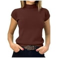 thumbnail image 1 of Women's Fashion Casual Thread Solid Color Inside T Shirt Top Comfortable Daily Wear Basic Tee, 1 of 1