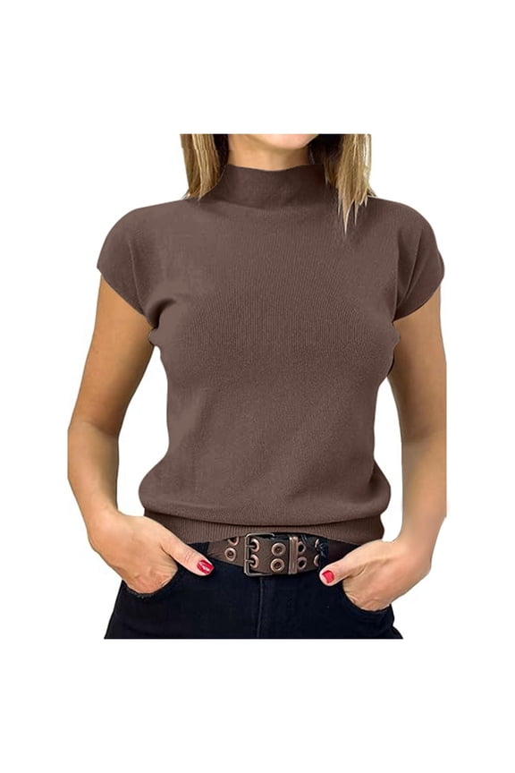 Women's Fashion Casual Thread Solid Color T-Shirt Top Comfortable Stylish Basic Tee for Everyday Wear