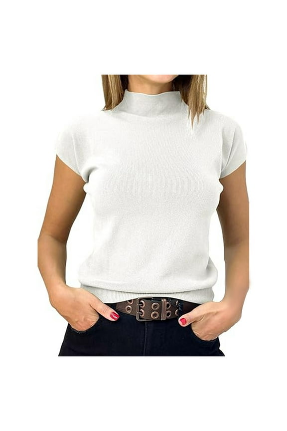 Women's Fashion Casual Thread Solid Color T-Shirt Top Comfortable Stylish Basic Tee for Everyday Wear