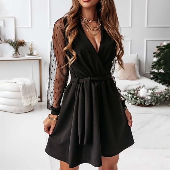 Women's Fashion Casual V Neck Long Sleeve Strap Open Back Sexy Print Dress Formal Long Dress for Women Long And Short Dresses for Women Evening Gowns for Weddings Sequin Gown Plain Long Dress Wing