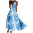 thumbnail image 1 of Women's Fashion Casual V Neck Sleeveless Dress Water Ripple Print Flowy Summer Beach Dress Comfortable Stylish Elegant, 1 of 1