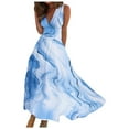 thumbnail image 1 of Women's Fashion Casual V Neck Sleeveless Dress Water Ripple Print Flowy Summer Beach Dress Comfortable Stylish Elegant, 1 of 1